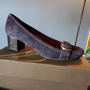 Navy blue suede shoe